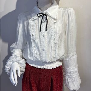 Elegant White Lace Victorian Blouse